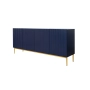 Komoda Nicole 200 cm z ryflowanym frontem i metalowymi nogami - granat / złote nóżki - Limitowana oferta